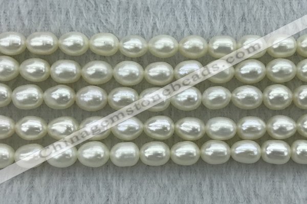 FWP181 15 inches 6mm - 7mm rice white freshwater pearl strands