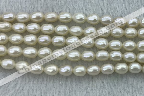 FWP182 15 inches 6mm - 7mm rice white freshwater pearl strands