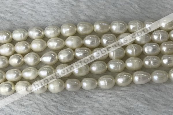 FWP185 15 inches 6mm - 7mm rice white freshwater pearl strands