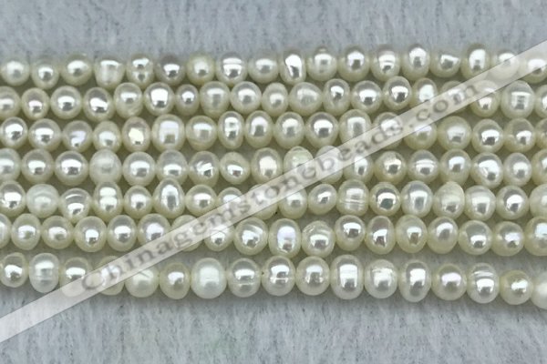 FWP19 14.5 inches 3mm - 4mm potato white freshwater pearl strands