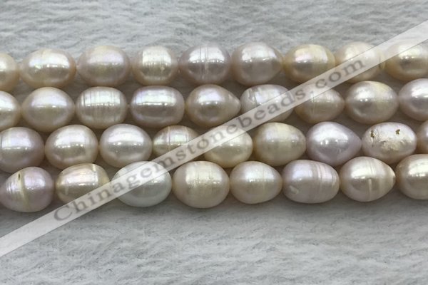 FWP206 15 inches 10mm - 11mm rice white freshwater pearl strands