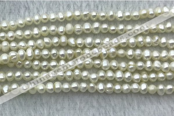 FWP21 14.5 inches 3mm - 3.5mm potato white freshwater pearl strands