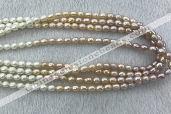 FWP210 15 inches 6mm - 7mm rice mixed color freshwater pearl strands