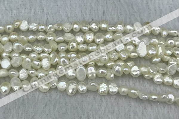 FWP230 14.5 inches 3mm - 4mm baroque white freshwater pearl strands