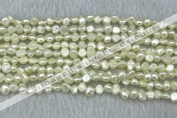 FWP231 14.5 inches 3mm - 4mm baroque white freshwater pearl strands