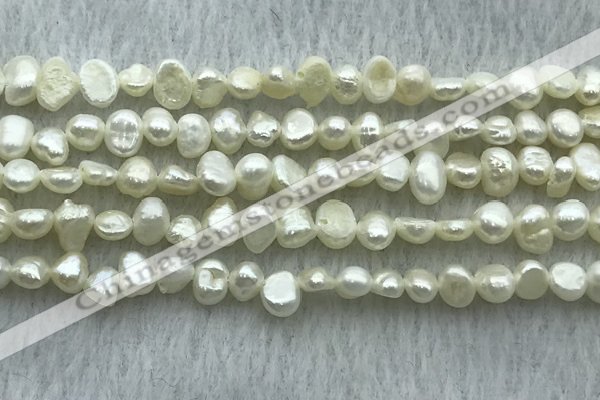 FWP234 14.5 inches 3mm - 4mm baroque white freshwater pearl strands