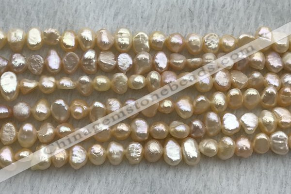 FWP235 14.5 inches 4mm - 5mm baroque pink freshwater pearl strands