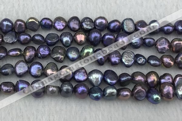 FWP242 15 inches 6mm - 7mm baroque black freshwater pearl strands