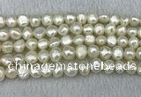 FWP245 15 inches 8mm - 9mm baroque white freshwater pearl strands