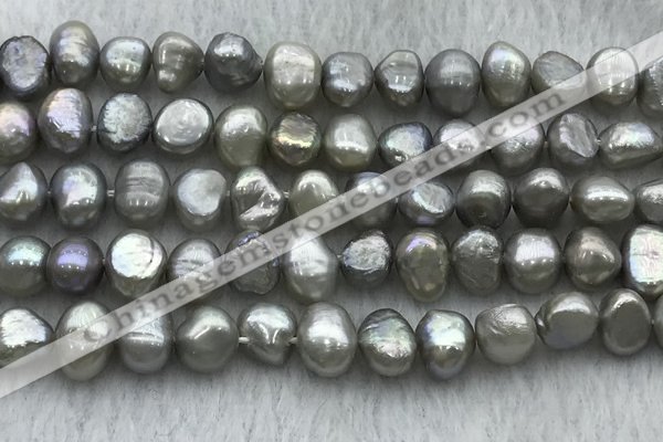 FWP246 15 inches 7mm - 8mm baroque grey freshwater pearl strands