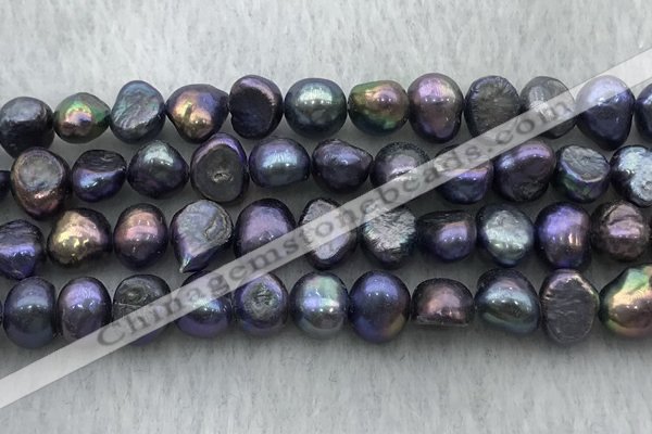 FWP247 15 inches 7mm - 8mm baroque black freshwater pearl strands