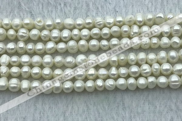 FWP25 14.5 inches 4mm - 4.5mm potato white freshwater pearl strands