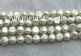 FWP250 15 inches 9mm - 10mm baroque white freshwater pearl strands