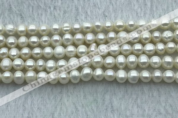 FWP26 14.5 inches 4mm - 4.5mm potato white freshwater pearl strands