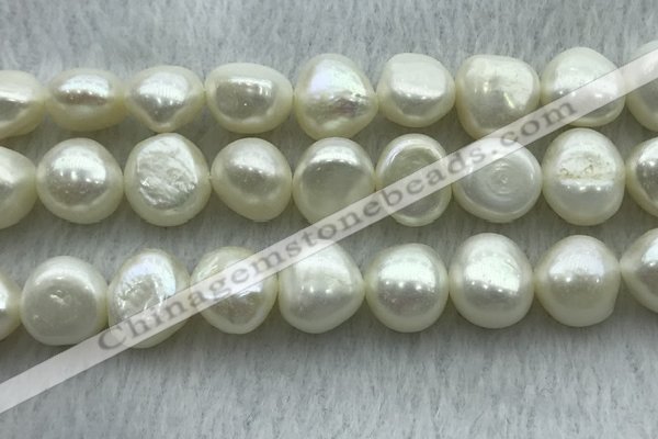 FWP260 15 inches 11mm - 12mm baroque white freshwater pearl strands