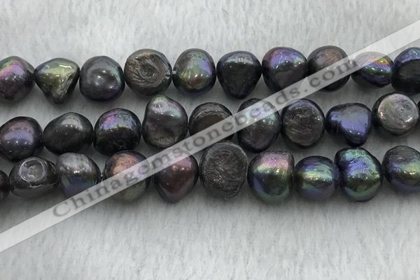 FWP263 15 inches 11mm - 12mm baroque black freshwater pearl strands