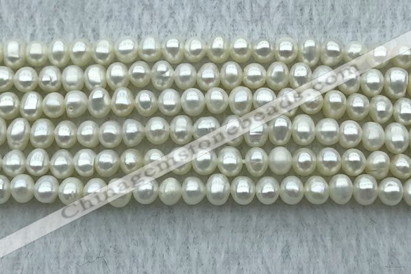 FWP27 14.5 inches 4mm - 4.5mm potato white freshwater pearl strands