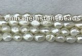 FWP286 15 inches 9mm - 10mm baroque white freshwater pearl strands