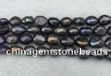 FWP288 15 inches 9mm - 10mm baroque black freshwater pearl strands