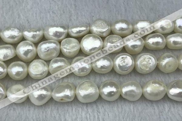 FWP302 15 inches 11mm - 12mm baroque white freshwater pearl strands