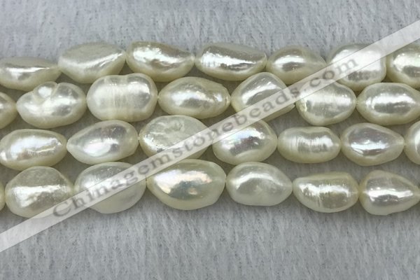 FWP304 15 inches 11mm - 12mm baroque white freshwater pearl strands