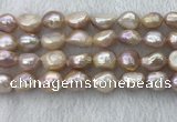 FWP306 15 inches 11mm - 12mm baroque purple freshwater pearl strands