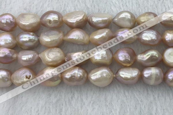 FWP306 15 inches 11mm - 12mm baroque purple freshwater pearl strands