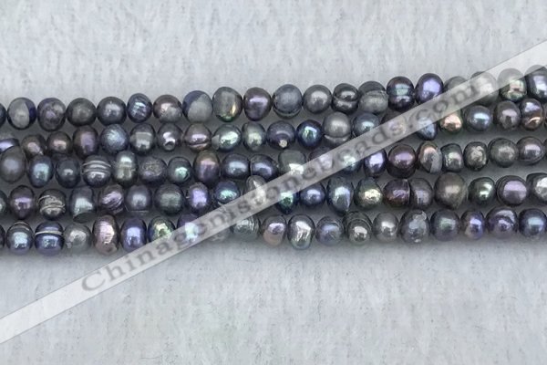 FWP31 14.5 inches 4mm - 4.7mm potato black freshwater pearl strands