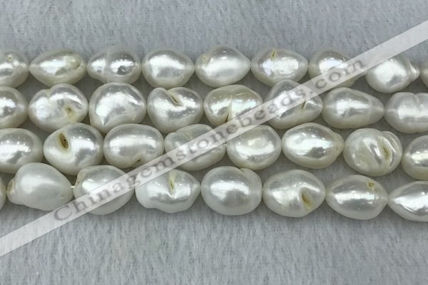 FWP312 15 inches 12mm - 13mm baroque white freshwater pearl strands