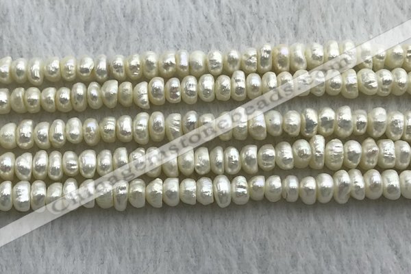 FWP320 14.5 inches 5.2mm button white freshwater pearl strands