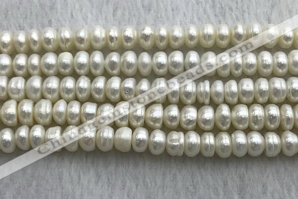 FWP322 15 inches 6mm - 7mm button white freshwater pearl strands