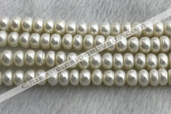 FWP324 15 inches 8mm - 9mm button white freshwater pearl strands