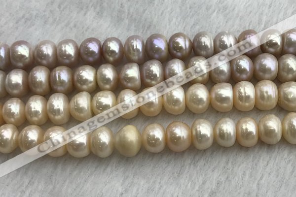 FWP327 15 inches 9mm - 10mm button purple & pink freshwater pearl strands