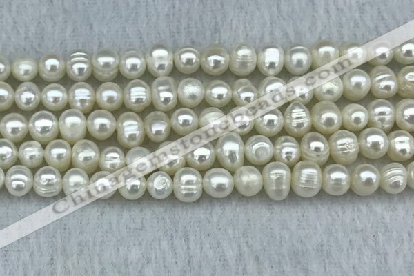 FWP35 14.5 inches 5mm - 6mm potato white freshwater pearl strands