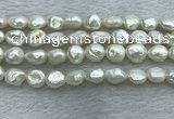 FWP350 15 inches 7mm - 8mm baroque white freshwater pearl strands