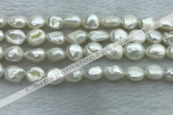 FWP350 15 inches 7mm - 8mm baroque white freshwater pearl strands
