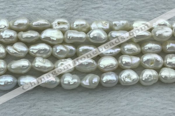 FWP351 15 inches 8mm - 9mm baroque white freshwater pearl strands