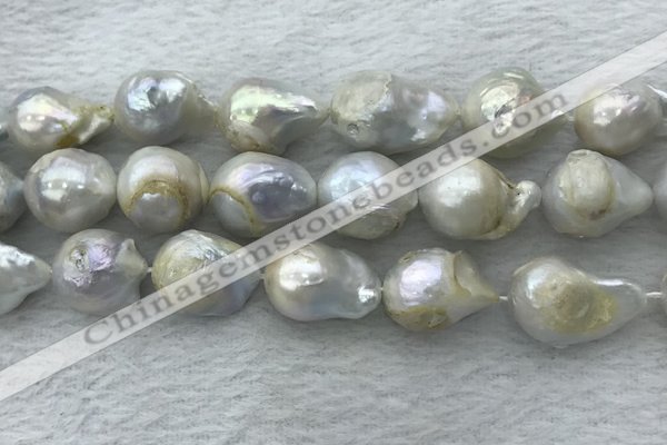 FWP362 15 inches 15mm - 18mm baroque freshwater nucleated pearl beads