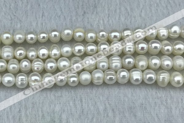 FWP37 14.5 inches 5mm - 6mm potato white freshwater pearl strands