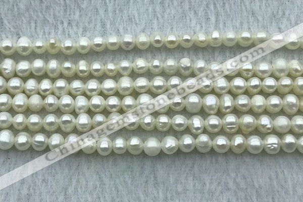 FWP38 14.5 inches 3mm - 4mm potato white freshwater pearl strands