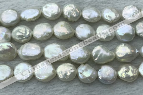 FWP386 15 inches 12mm - 13mm coin freshwater pearl beads