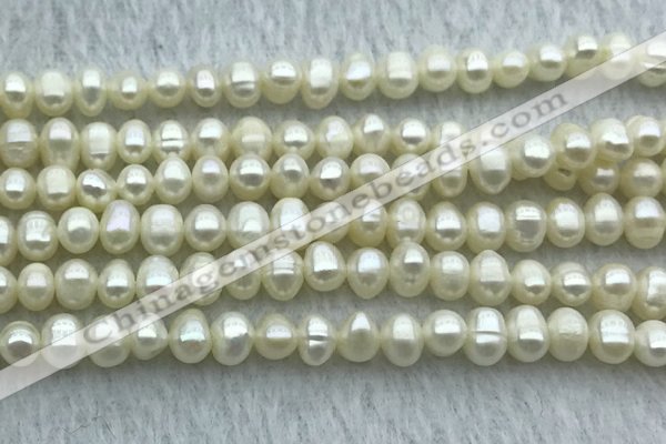 FWP39 14.5 inches 4mm - 5mm potato white freshwater pearl strands