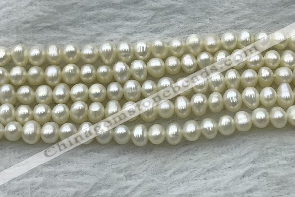 FWP41 14.5 inches 4mm - 5mm potato white freshwater pearl strands