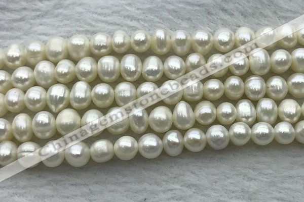 FWP44 14.5 inches 5mm - 5.5mm potato white freshwater pearl strands