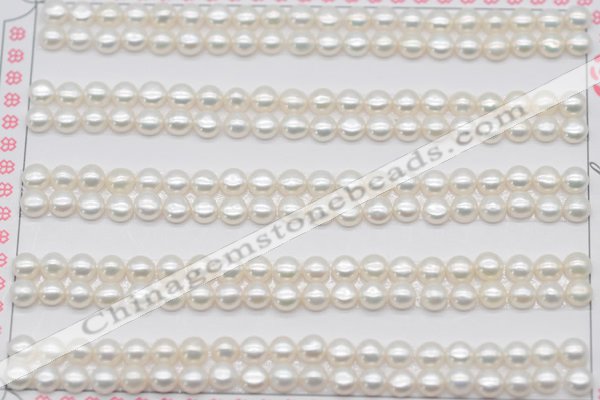 FWP452 half-drilled 4-4.5mm bread freshwater pearl beads