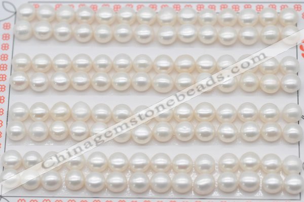 FWP456 half-drilled 6-6.5mm bread freshwater pearl beads