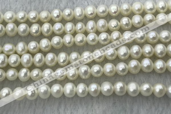 FWP46 14.5 inches 5mm - 6mm potato white freshwater pearl strands