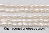 FWP496 14 inches 8mm - 9mm baroque white freshwater pearl strands