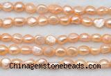 FWP497 14 inches 8mm - 9mm baroque pink freshwater pearl strands