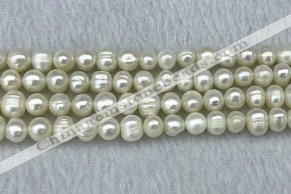 FWP56 15 inches 6mm - 7mm potato white freshwater pearl strands